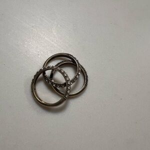 Elegant Silver Diamond-Accented Ring Set